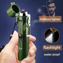 

Outdoor Flashlight, Double Arc Cigarette Lighter, Portable Waterproof USB Windproof Lighter Led Flashlight Torch Lighter
