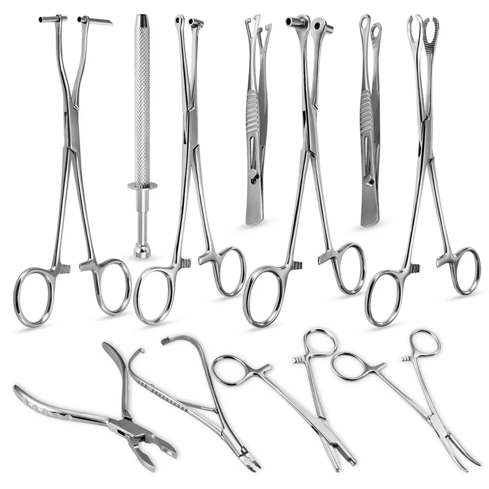 Body Surgical Steel Piercing Tool Needle Pipe Clamp Forceps Tweezers Open Close Ring Ball Plier