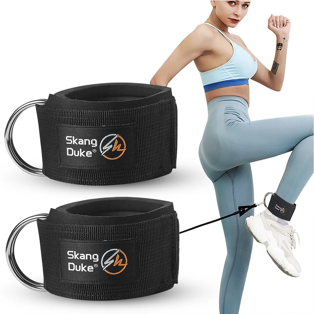 

2pcs Sport Ankle Straps Fitness Ankle Support Padded D-Ring Ankle Cuffs For Gym Workouts Cable Machines Leg Strength Exercises