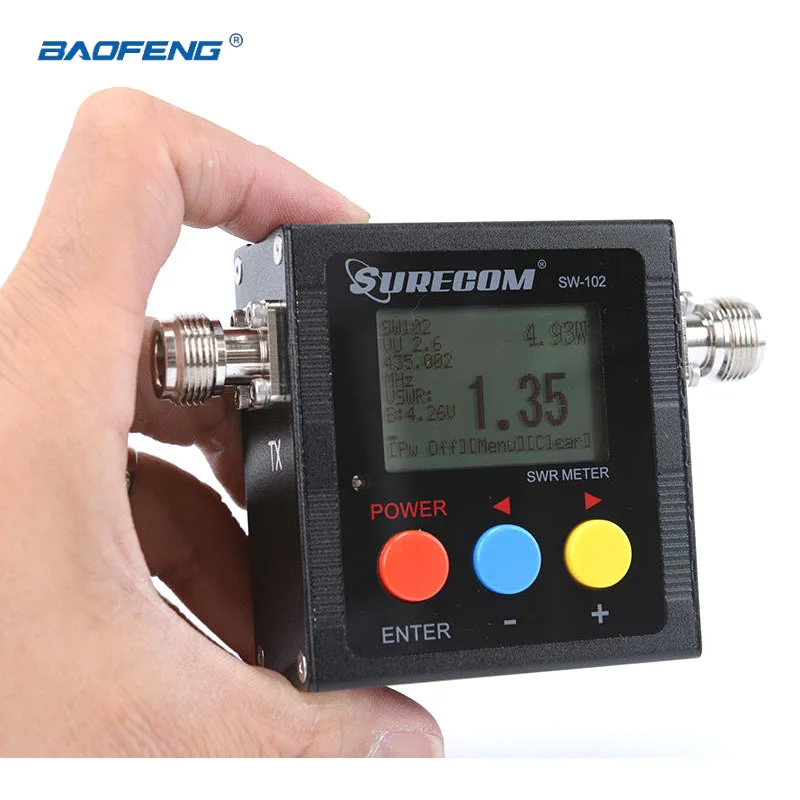 

Цифровой счетчик мощности SURECOM SW102 для двухсторонней радиосвязи, прибор для измерения мощности VHF/UHF, 125-520 МГц