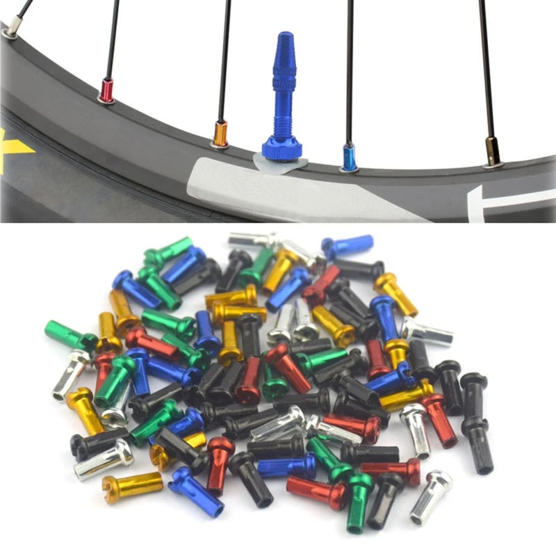Bike Spokes Nipples 60Pcs Mountain Bike Colorful Bicycle Spoke Caps Wheel Spoke Nipple Decoration MTB Road Bike 14G Bicycle Nipples