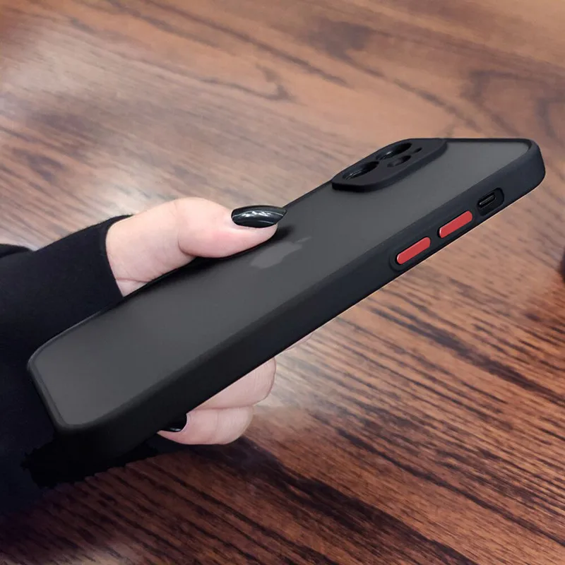 Shockproof Armor Matte Case For iPhone 14 13 12 11 Pro Max XR XS X 7 8 Plus SE Mini Luxury Silicone Bumper Clear Hard Cover Capa