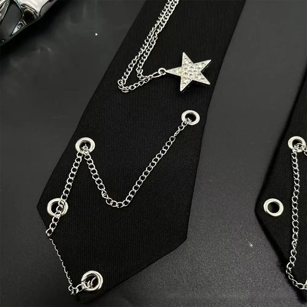 Modische, vorgebundene Punk-Krawatte mit Sternkette, verstellbar, elegante Fliege, Krawatte, Vintage-JK-Krawatte, Uniform-Hemd – Detail 7