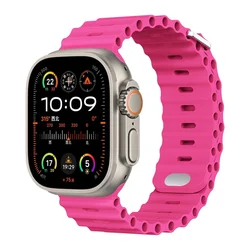 Ocean Silicone Strap Wristband - Premium Bracelet Design for UItra 3 2 1 49mm (Barbie powder)