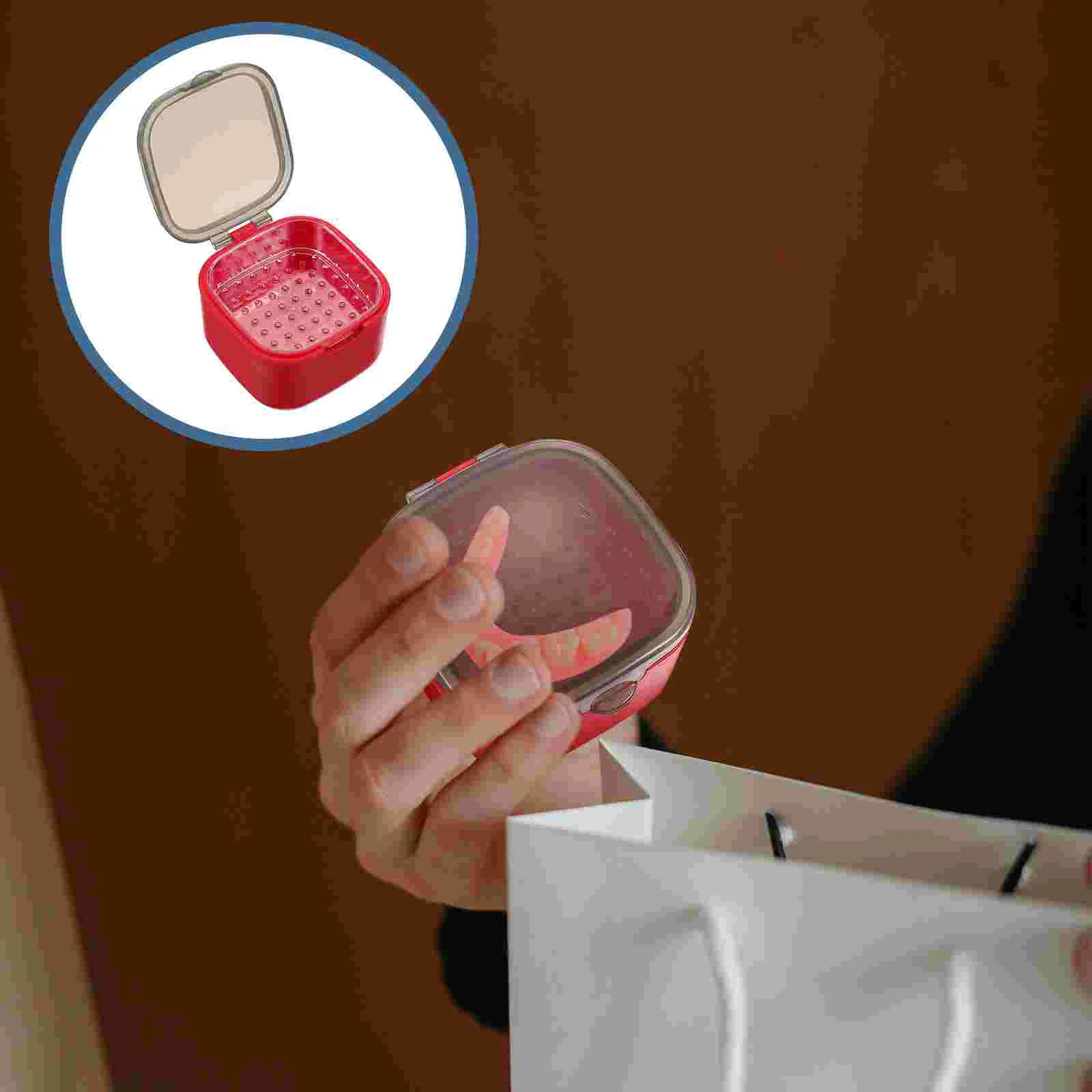 

1 Pc Denture Placement Box Cleaning Box Retainer Storage Box (Red)