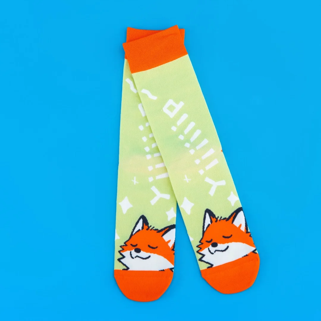 1 Paar stilvolle und bequeme Socken bis zur Mitte der Wade, fröhliches Fuchsmuster, geeignet für alle Jahreszeiten – Detail 11