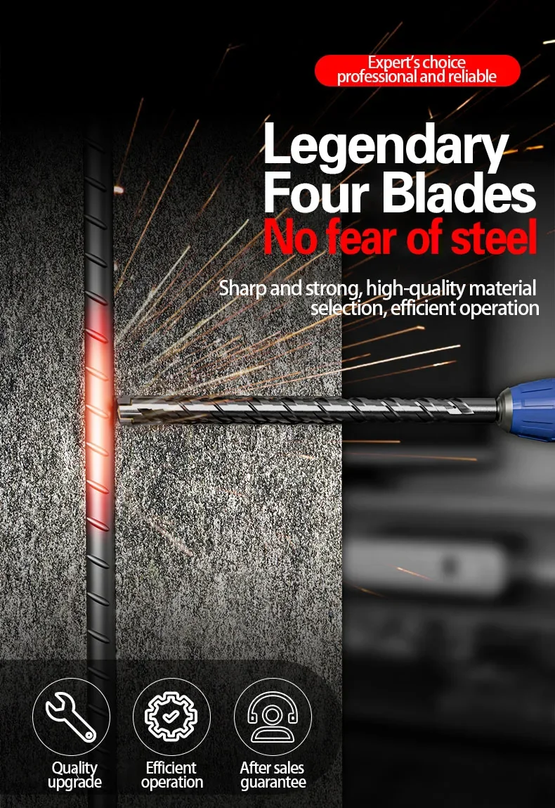Concrete SDS Plus Drill Bit Mason Cross Tips 4 Cutters for Concrete 500mm Wall Brick Block Electric Hammer Masonry Drilling Bits