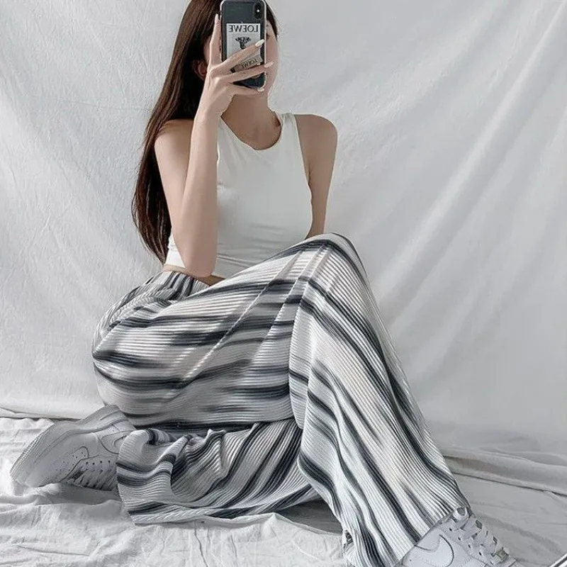 Women Sweatpants Wide-legged Pants Streetwear Korean Pleated High Waisted Trouser Y2k Pants Kawaii Clothing Tie-dye Loose New