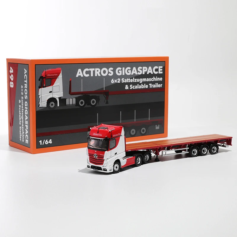 Pre-sale GCD 1:64 ACTROS GIGASPACE 6*2 Sattelzugmaschine & Scalable Trailer Alloy Mode Car 