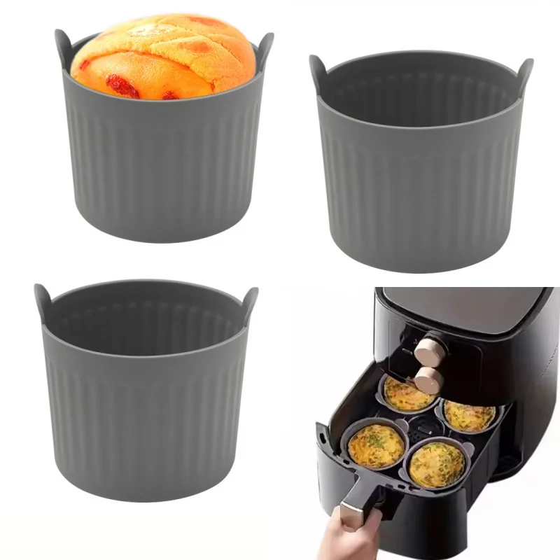 Air Fryer Accessories 2/4Pcs Silicone Air Fryer Baking Ramekins Muffin Egg Poacher Cupcake Baking Cups Nonstick Easy Release Microwave Oven Moulds air fryer accessories,silicone baking tray