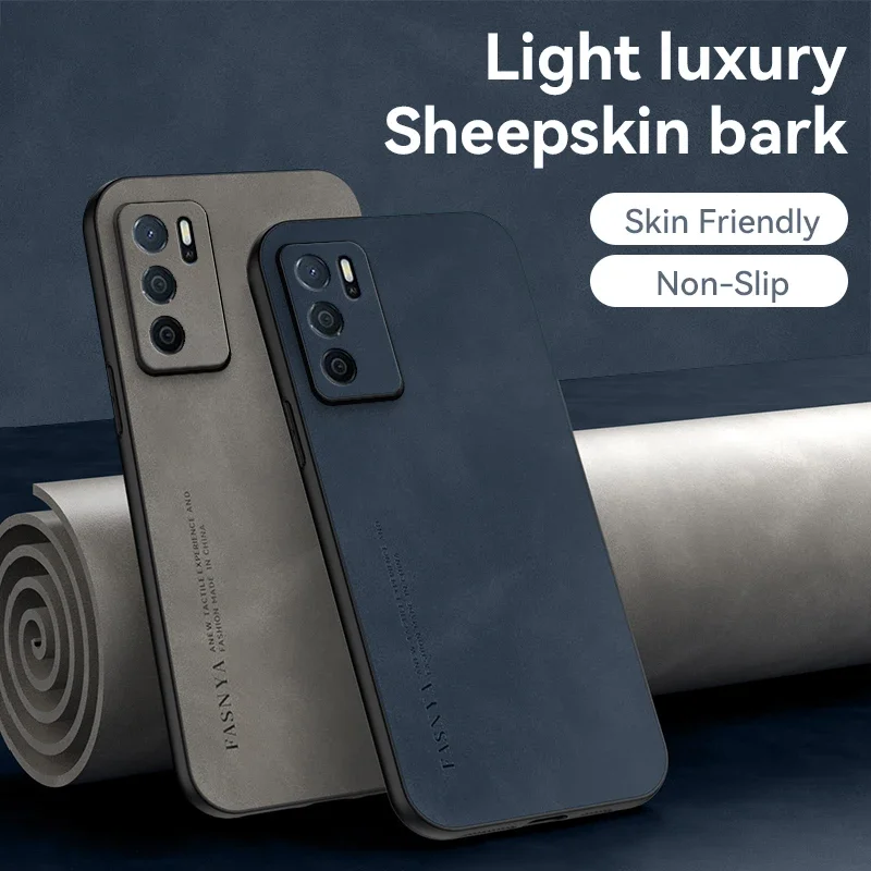 Sheepskin Leather Case For OPPO Reno 10 9 8 8T 7 A5 A9 A1Pro A15 A15S A16 A16S A72 A74 A57 A93 A95 Luxury Matte Slim Back Cover