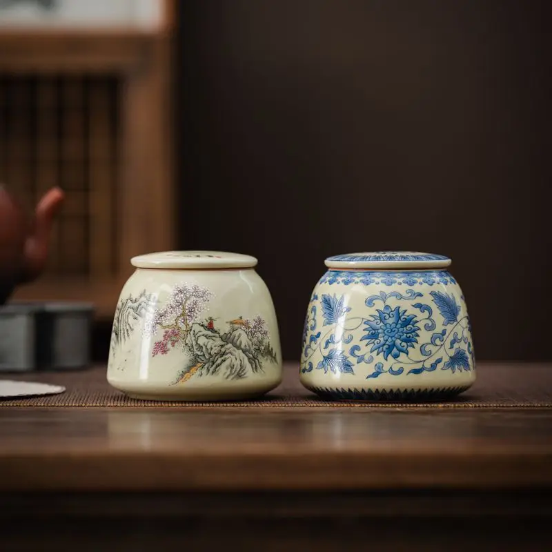European Style Ceramic Tea Canister Blue and White Porcelain Candy Jar Household Retro Coffee Beans Nuts Powder Storage Jar New 3