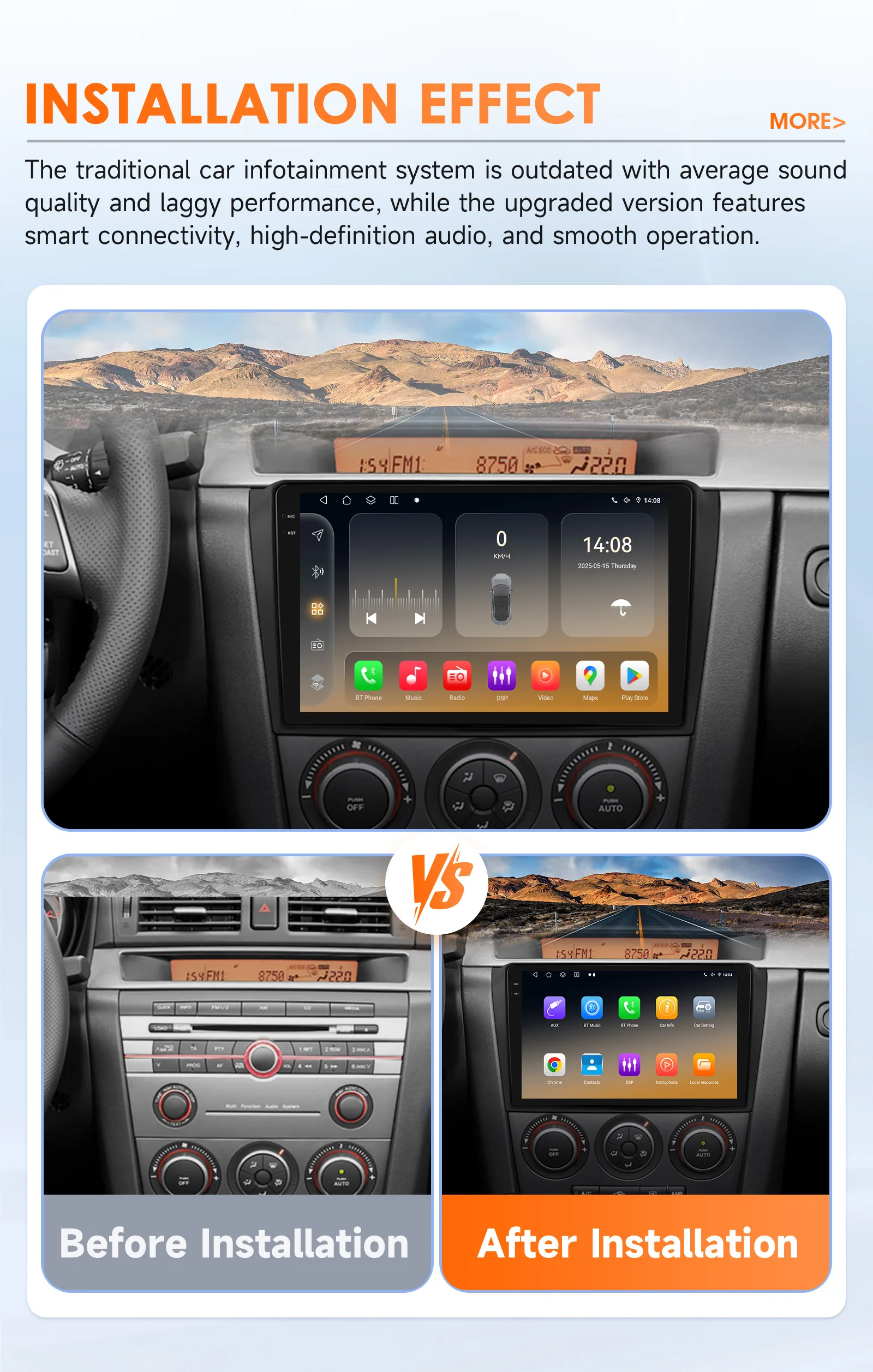 Radio para Auto Android 8G 128G para Mazda 3 2004-2009, Reproductor Multimedia, GPS, CarPlay Inalámbrico, 4G, Autoradio con Snapdragon 6115, Cámara 360° 3