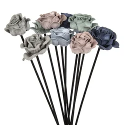 Elegant Velvet Blue & Grey Reed Diffuser Sticks - Leather & Floral Design for Home Decor, Set of 10 (TT2310516)