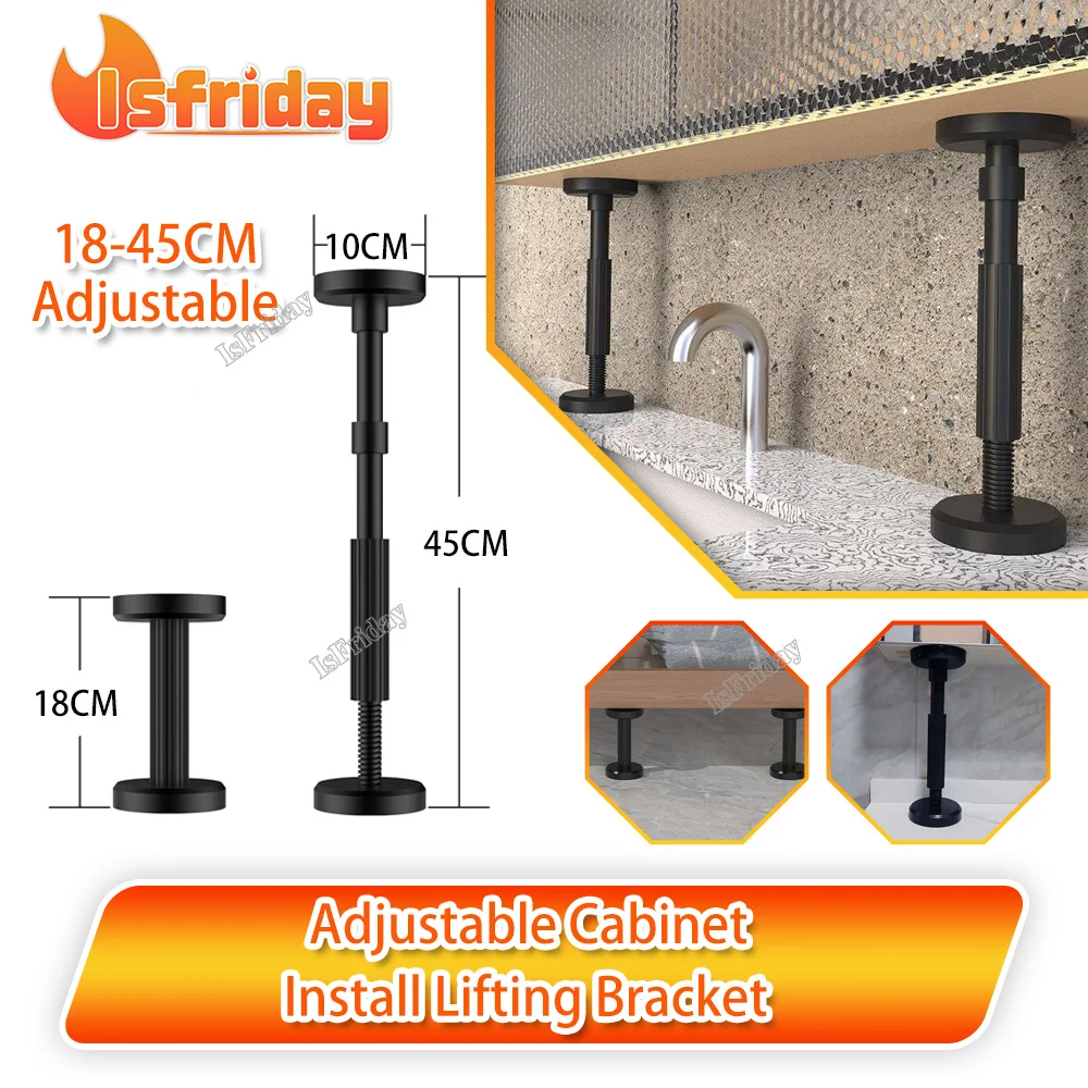 

18-45cm Cabinet Install Lifting Bracket Positive Negative Screw Adjustable Support Furniture Increase Height Leg Jack Support