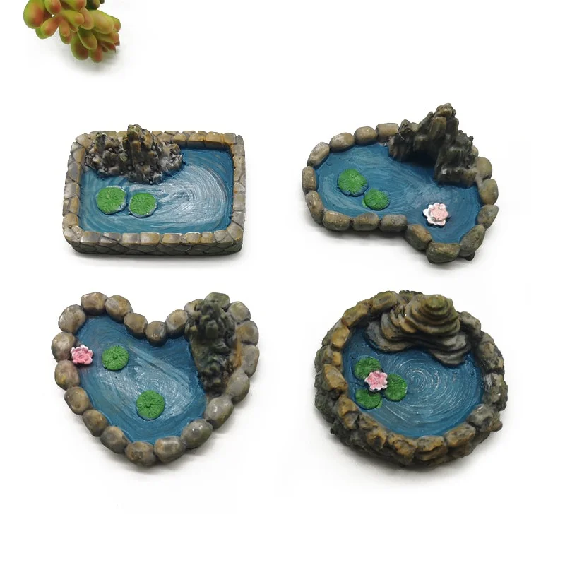 1Pc Vintage Pool Figurine Stagni Modello Resina Artigianato Ornamento Decorazione Della Casa Giardino In Miniatura Fata Vetro Decor Accessori Fai Da T