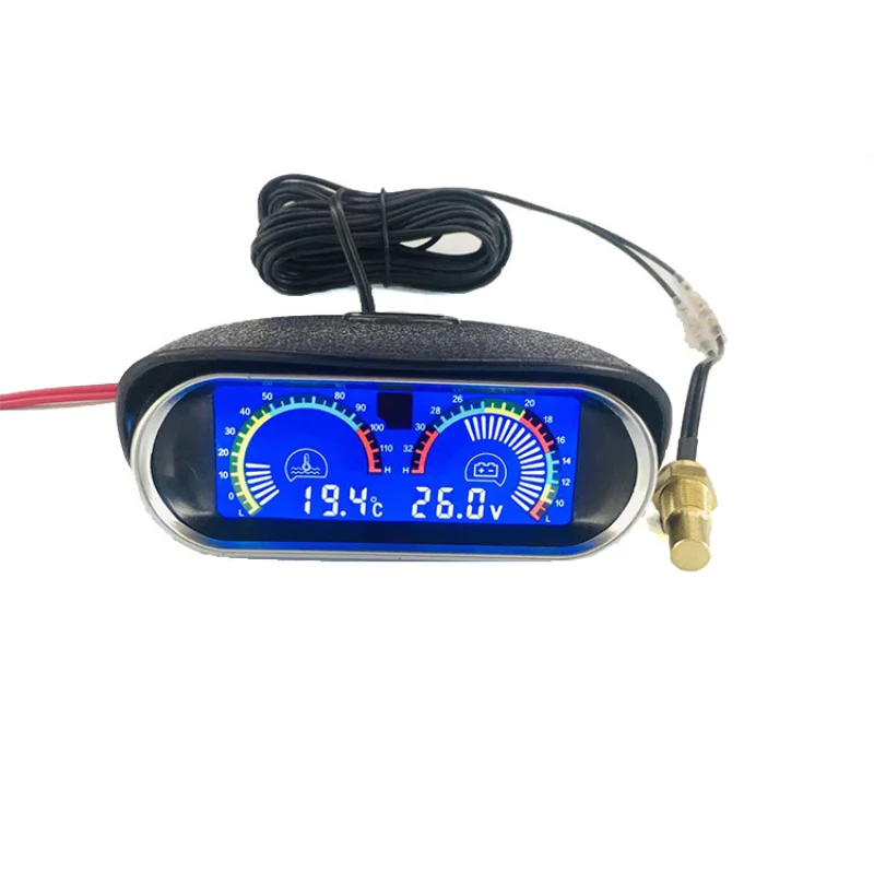 12V 24V Digital Water Temperature Gauge + Volt Water Temperature Sensor 1/8NPT Head Plug Joint Pipe Sensor Radiator Hose Adapter