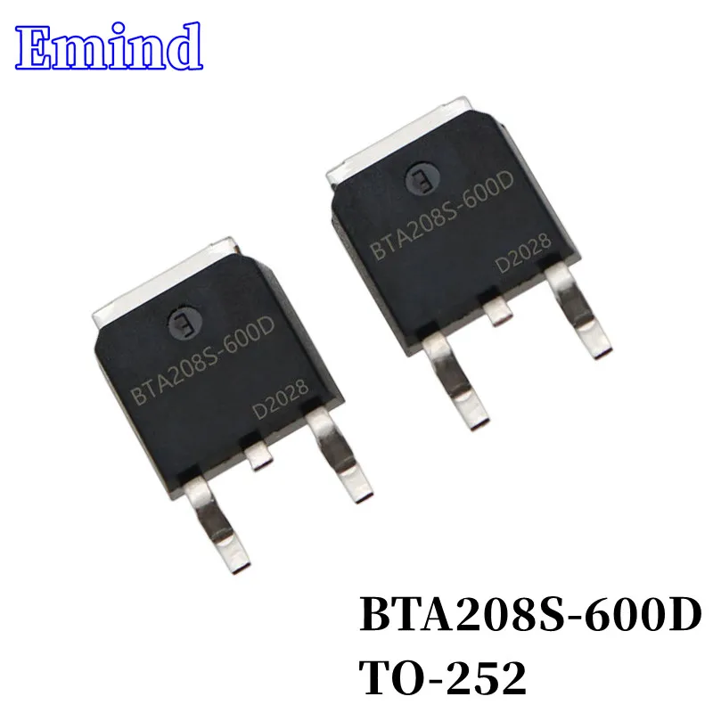 

10Pcs BTA208S-600D Thyristor TO-252 8A/600V BTA208S SMD Triac Large Chip