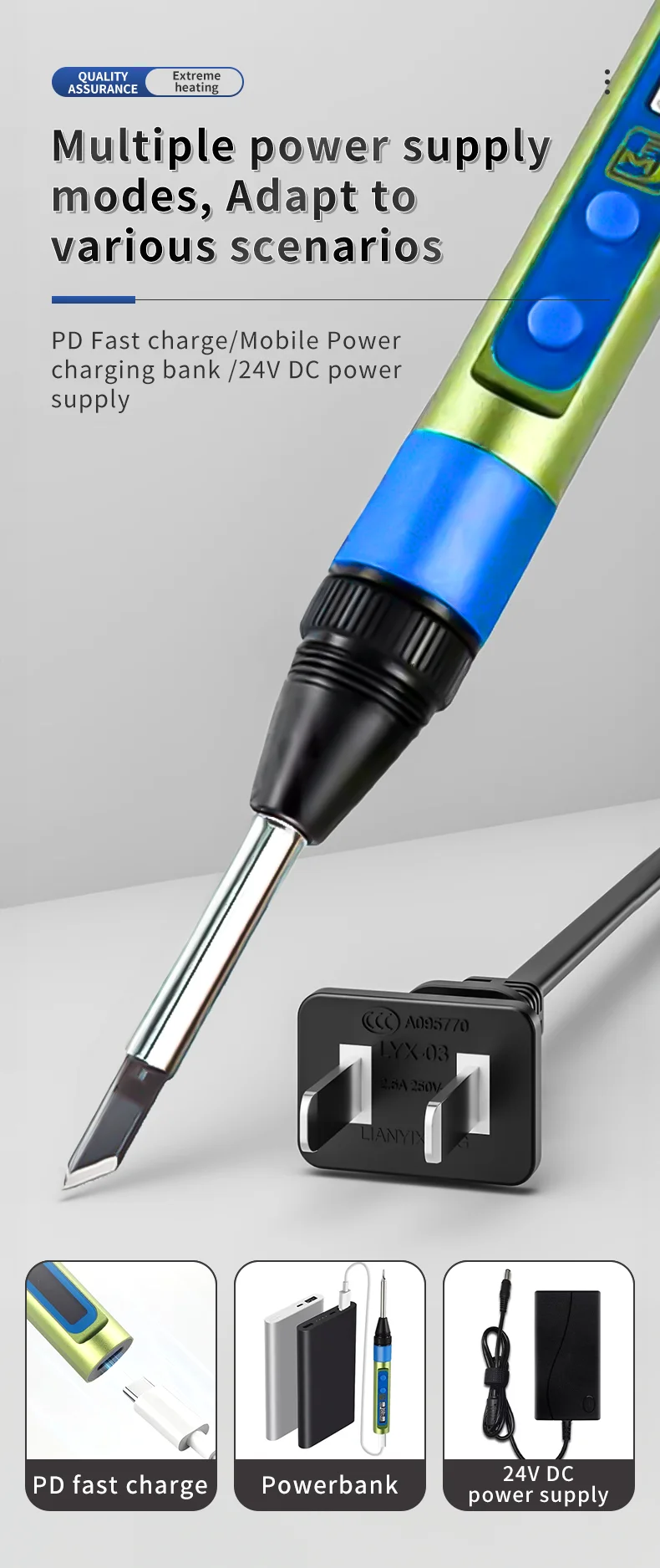 H-01 Soldering Iron 65W Adjustable Temperature PD3.0 Portable Compatible TS and