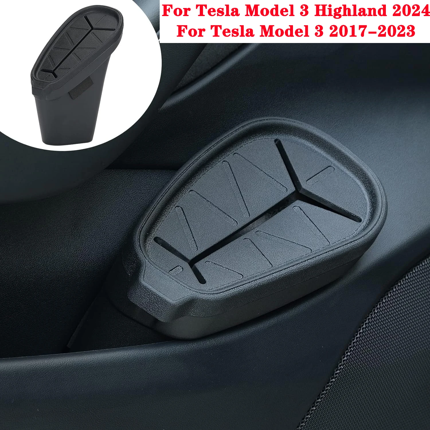 For Tesla Model 3 Highland 2024-2017 Garbage Can Bin, Side Door Storage Box Organizer Trash Can (Only Left Front Side Door)