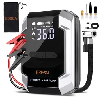 Portable Car Starter with Air Compressor, 8500A Car Battery Charger Power Jumper Starter Pack 1