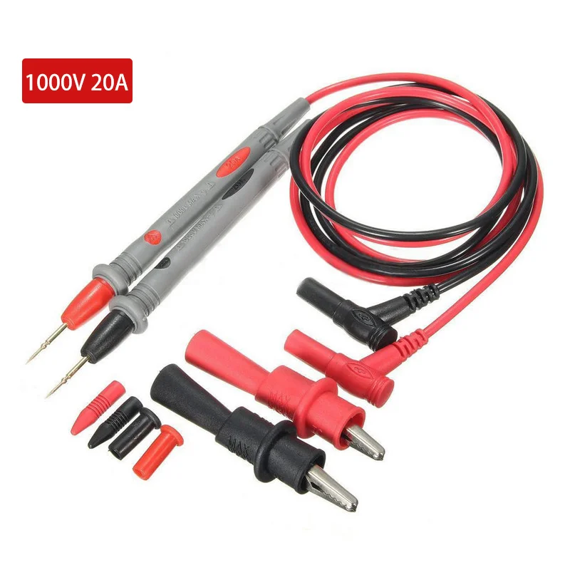 1Set 1000V 20A Probe Test Lead + Alligator Clips Clamp Cable Wire Test For Multi Meter Tester Digital Multimeter IC Pins Tool ac