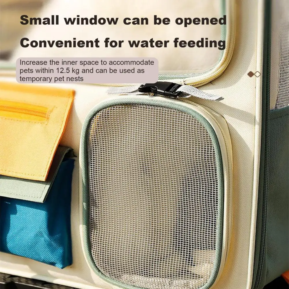 Portable Pet Carrier Portable Cat Carrier with Feeding Window Breathable Backpack Snack Pockets Ideal for Traveling for Small