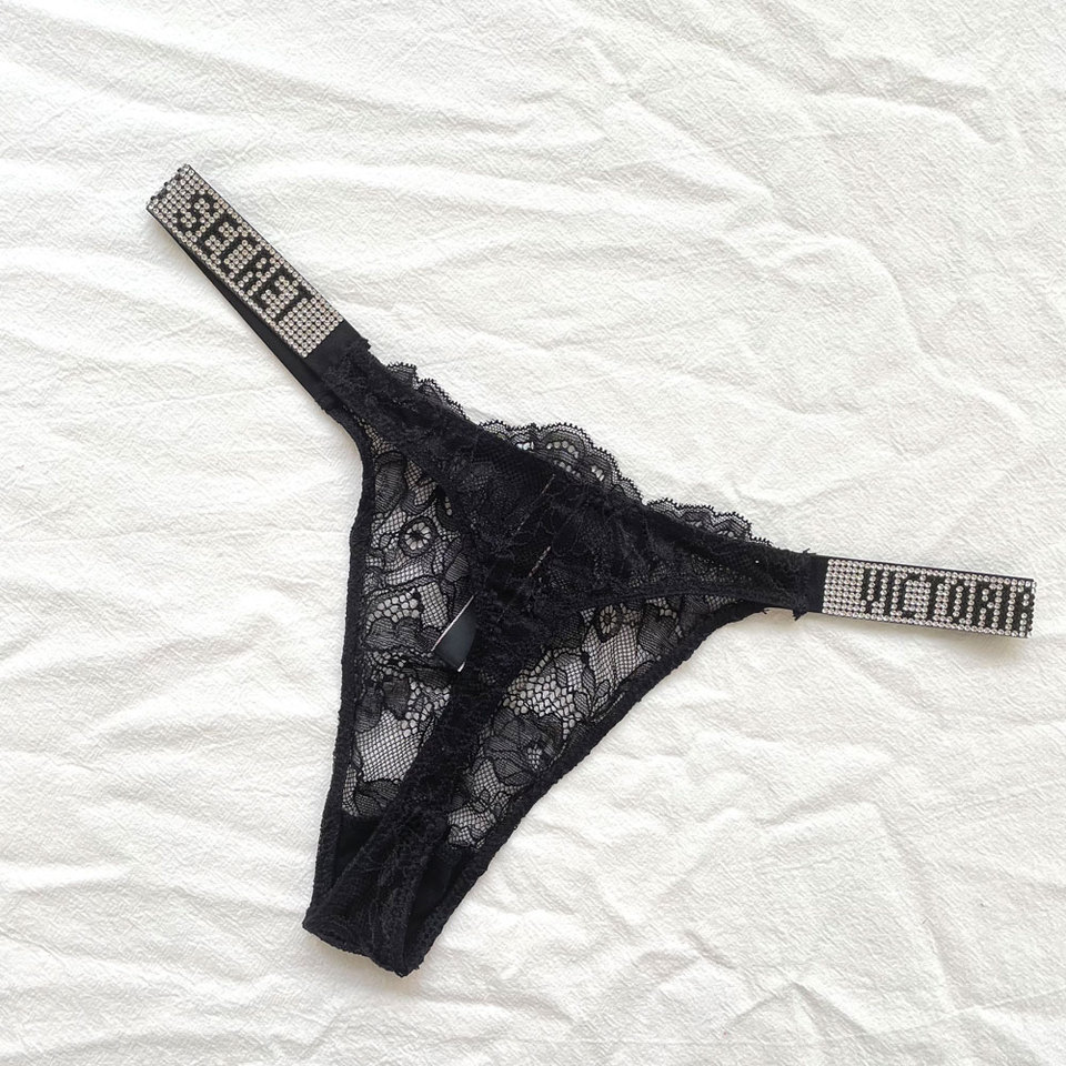 2024 New Victoria's Secret Thong Sexy Pink Brand Lingerie Lace Underwear Rise Women Panties Bra Rhinestone Letter Comfort Briefs