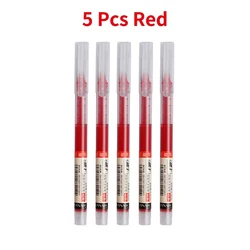 Premium Quick - Drying Liquid Gel Pens - Large Capacity Black & Blue Ink, 0.5mm Fine Tip (5 red pen)