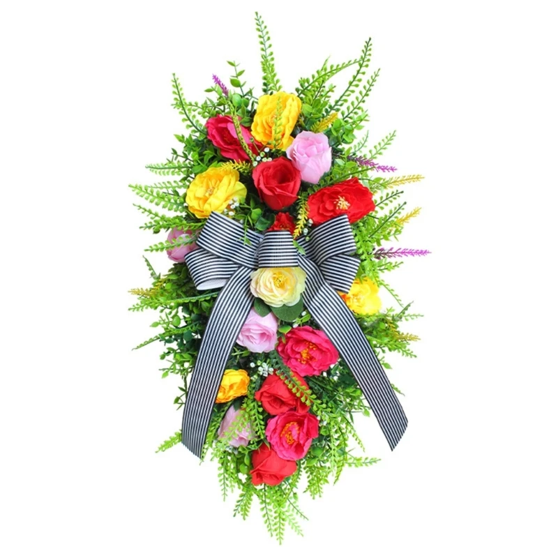

Artificial Wall Hanging Props Handmade-Simulation Flower Wreath Pendant For Wedding Home Christmas Festival Decoration 40JA