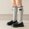 1 Pair Chic Simplicity Kids Girl Sock Sweet Fashion Bow Ruffle Bow Children Girl Calf Sock Spring Autumn Cotton School Sock 4