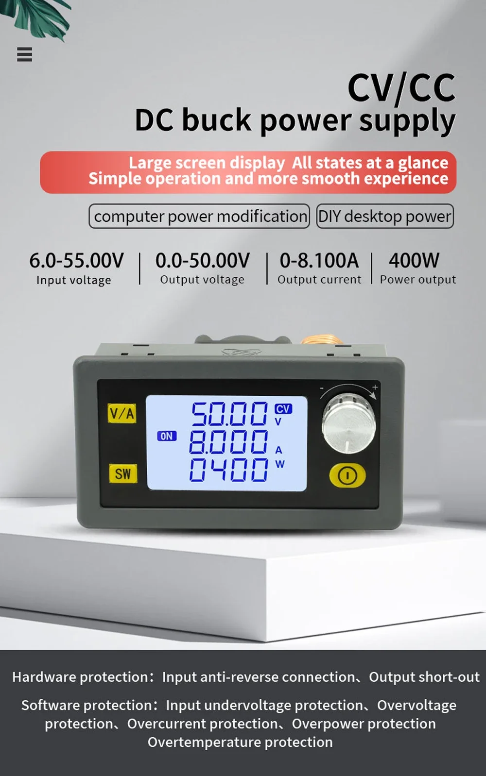 CNC ������ DC ���� ������, CV CC ���� �ٿ� ���� ���� ��ġ ��� ����, XY5005E, XY5008E, DC 6V-55V ���� 0-50V, 5A, 8A, 250W, 400W