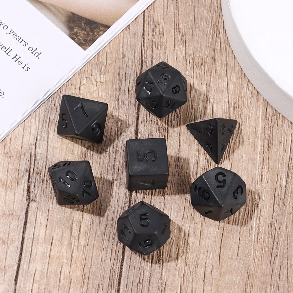 7 Pcs Polyhedral Black Dice Set Game Dice For TRPG DND Accessories Multifaceted For Board Card Game Math Games Party Supplies