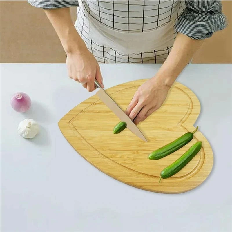 28x31.6cm Heart Shaped Cutting Board Cheese Board Double Sides Available Bamboo Cake Contanier Fruit Tray Cooking Blocks