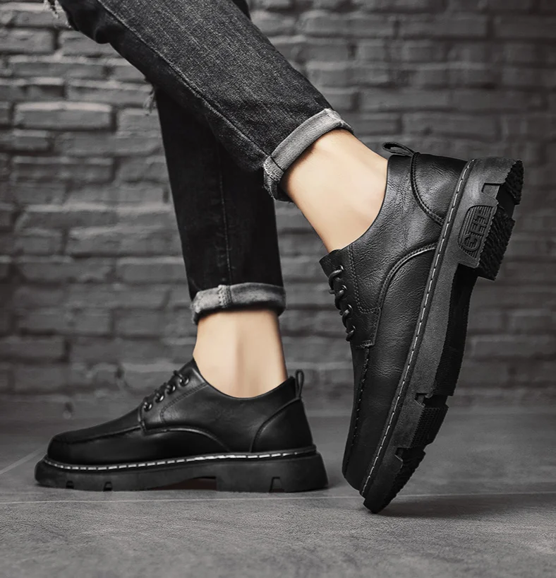2024 new leather men, vintage style, polished work clothes, business formal, casual, young people, board shoes for men_voghion.com