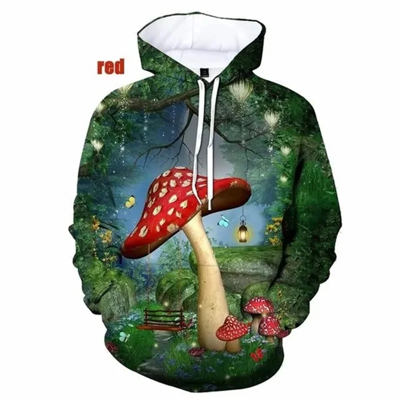 thumbnail image 1 of Sudadera con capucha con estampado 3D de hongos para hombre y mujer, sudadera con capucha de gran tamaño con estampado completo para primavera y otoño, ropa de diseñador para hombre, 1 of 5
