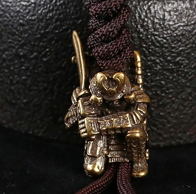 Japanese Broadsword Samurai Retro Brass Knife Beads Lanyard Pendants Outdoor EDC Tool DIY Woven Bracelets Accessories