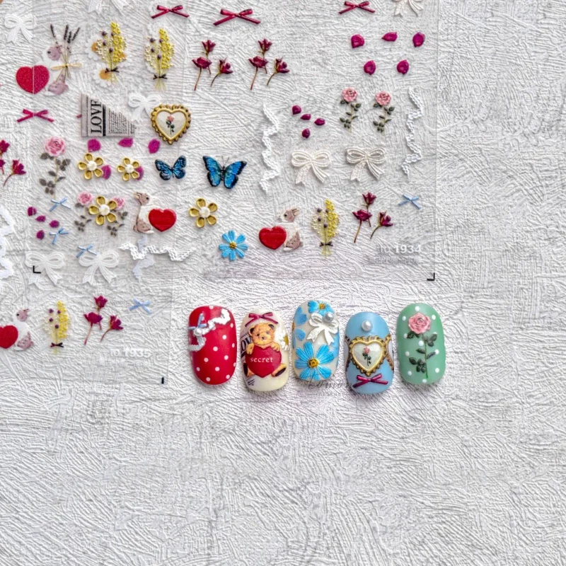 

Embossed 1969 Hot Style Adhesive Cute Nail Stickers Japanese Stickers Nail Stickers Retro Butterfly