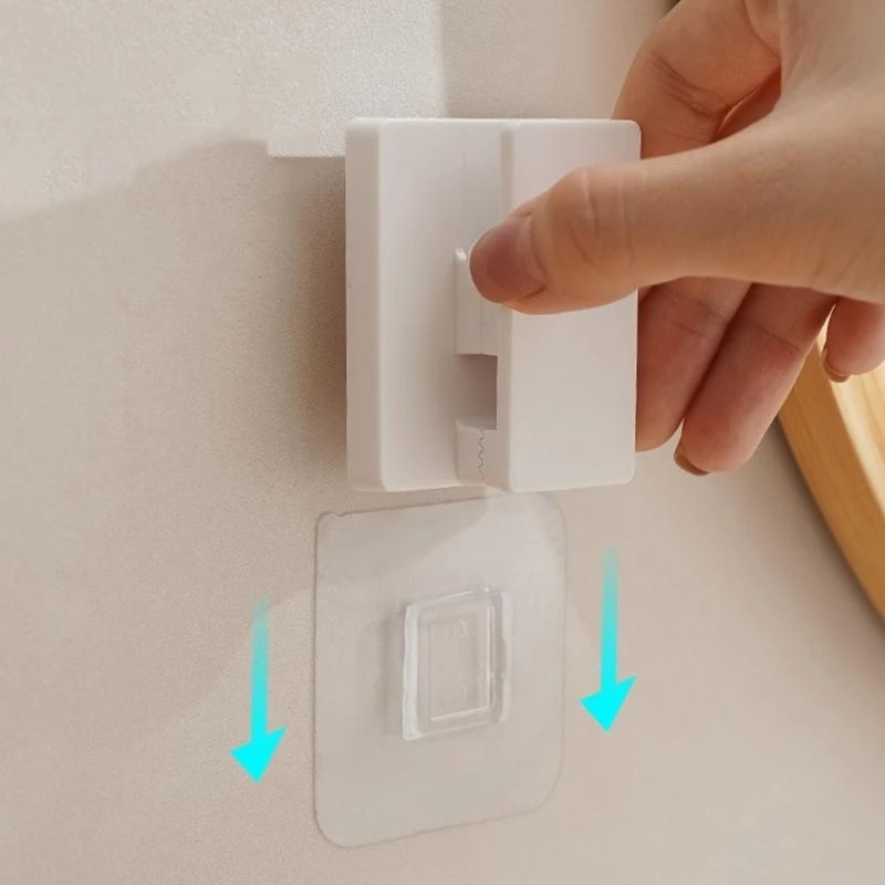 92MF Adhesive Bathroom Storage Hook Moisture Resistant Wall Clip Facials Cleanser Hanger Toothpaste Holder Rack for Renters