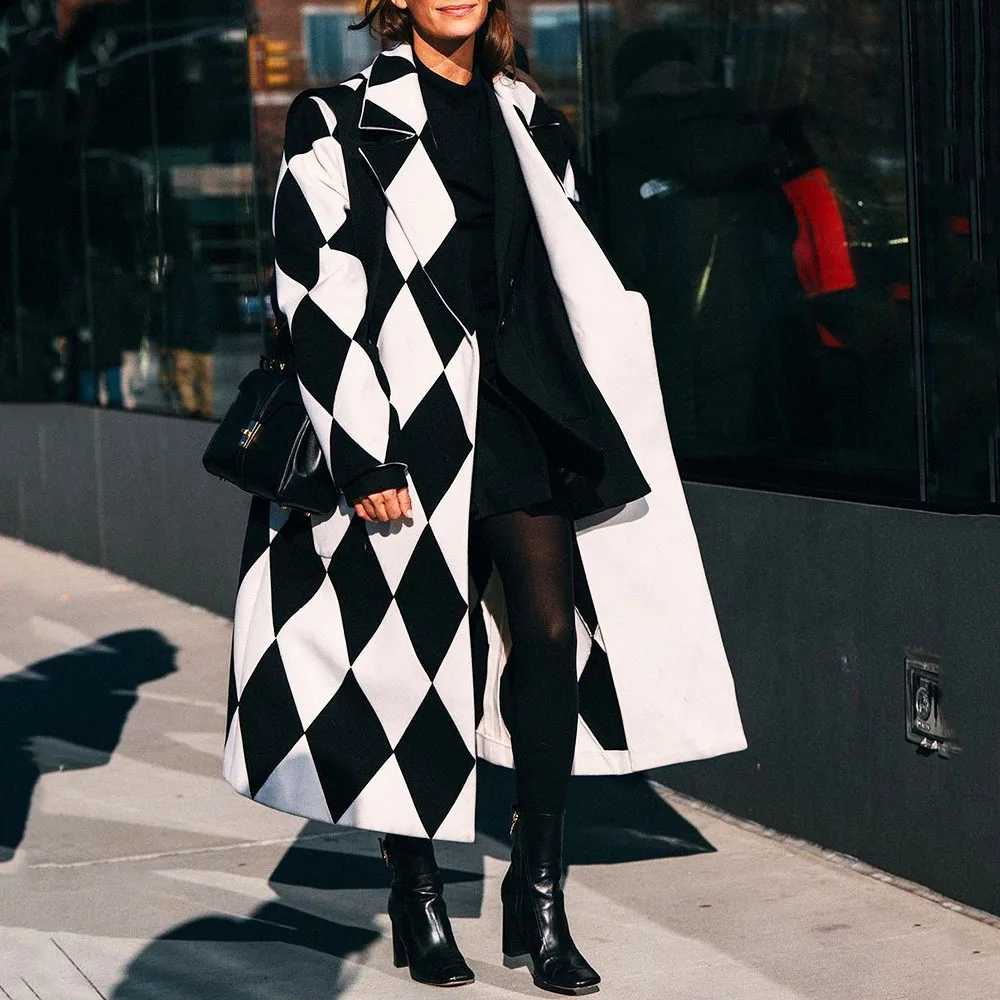 Women's Long Lapel Coat Single Breasted Warm Winter Overcoat_voghion.com