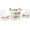 Kids Table and Chair Set (2 Chairs Included), Wooden Toddler Table and Chairs Set with 6 Storage Bins Boxes,Water Resistant 1