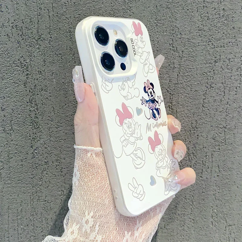 Disney Mickey Minnie Mouse individuality Cute Phone Case For iPhone 14 12 13 11 15 Pro Max XR XS X 7 8 PlusShockproof Back Cover