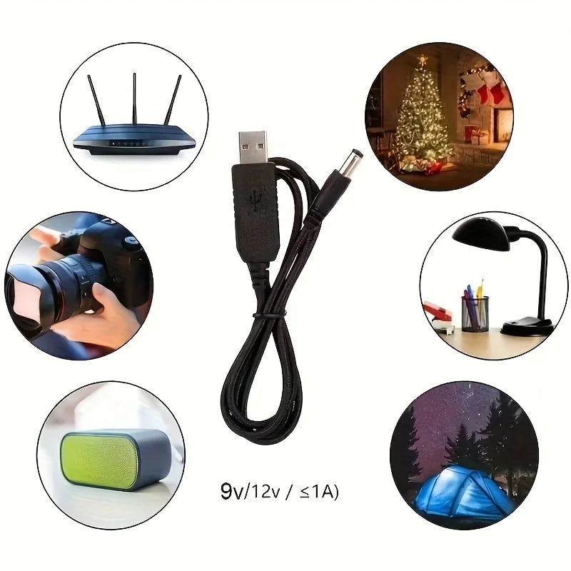USB 전원 부스트 라인 DC 5V에서 DC 9V / 12V 승압 모듈 USB 컨버터 어댑터 케이블 2.1x5.5mm 플러그