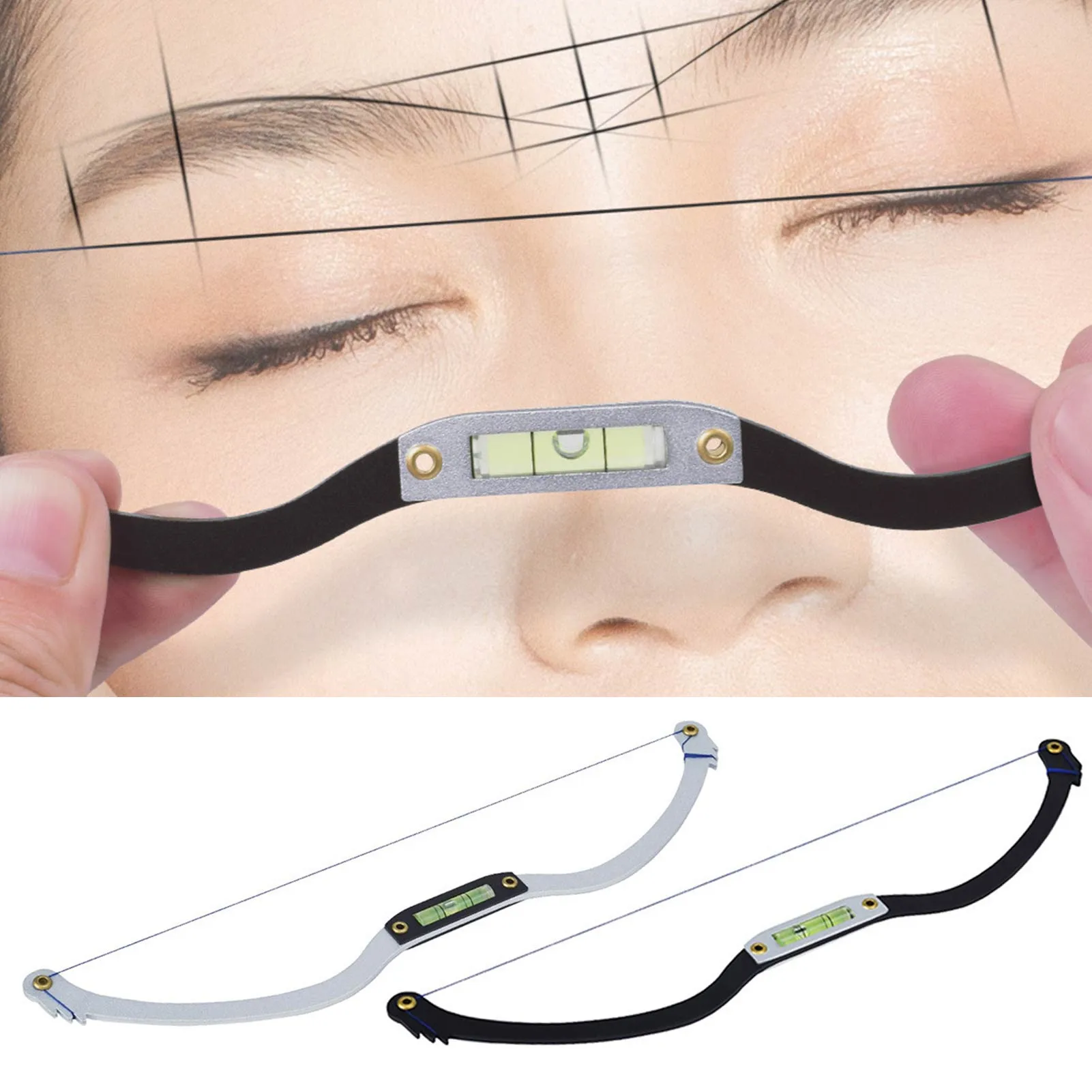 Metal Eyebrow Positioning Semi-Permannet Line Ruler Horizontal Eyebrow Ruler Microblading Level Eyebrow Tattoo Bow Rule diameter 20 mm eyepiece micrometer cross reticle vertical line horizontal ruler 5 0 5 ocular for biological microscope ocular