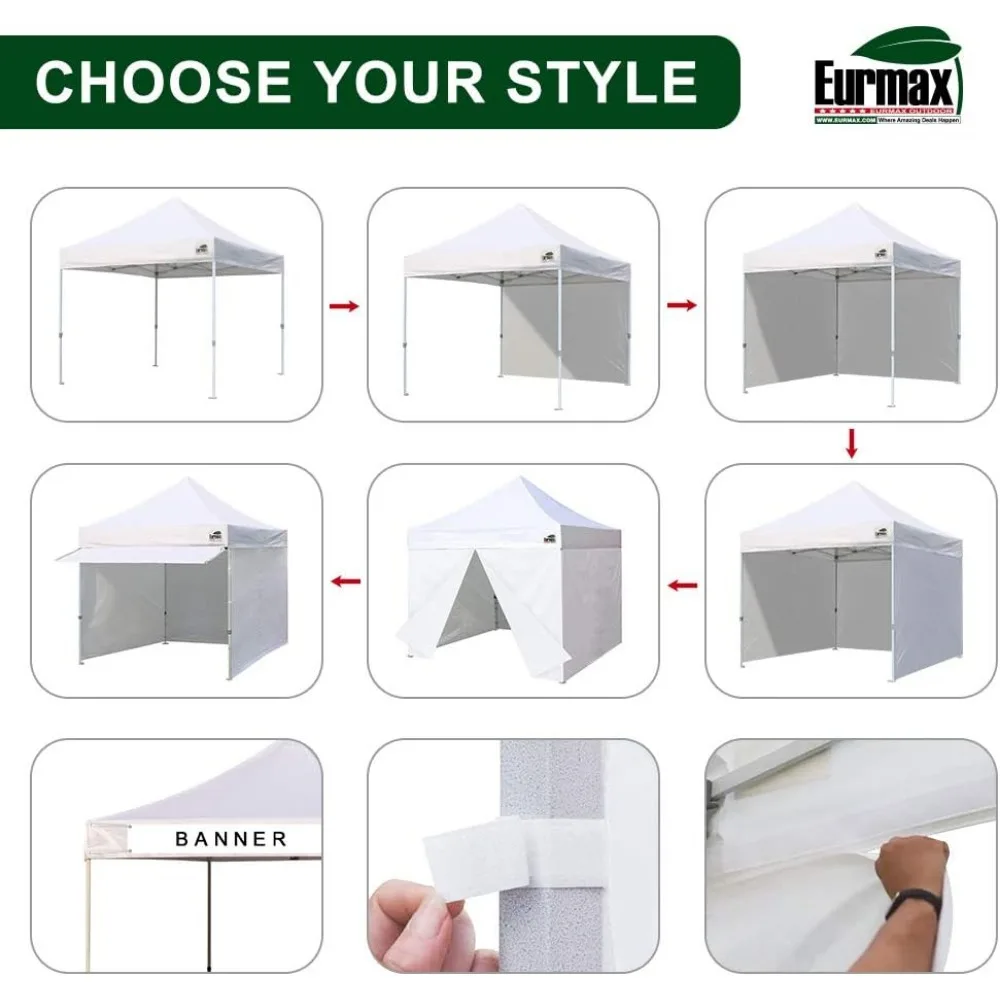 x 10 Pop up Canopy Commercial Tent Outdoor Party Canopies with 4 Removable Zippered Sidewalls and Roller Bag Bonus