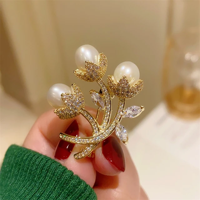 Imitation Pearl Brooches For Women Girl Gold Color Fashion