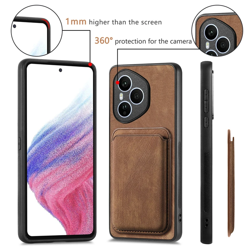 Luxury Leather Magnetic Wallet Case with Detachable Card Slot Cover
