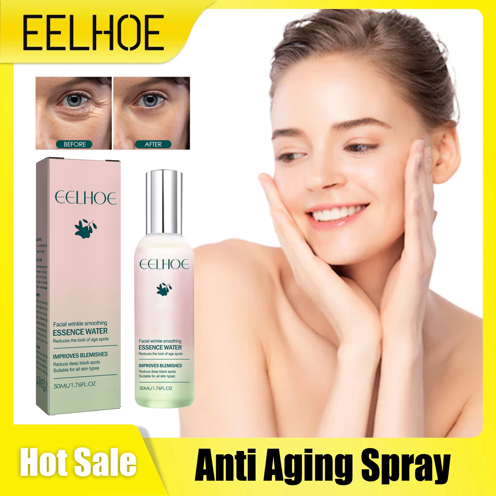 

Anti Aging Spray Lifting Firming Removing Black Age Spots Fade Fine Lines Whitening Moisturizing Smoothing Wrinkle Remover Spray