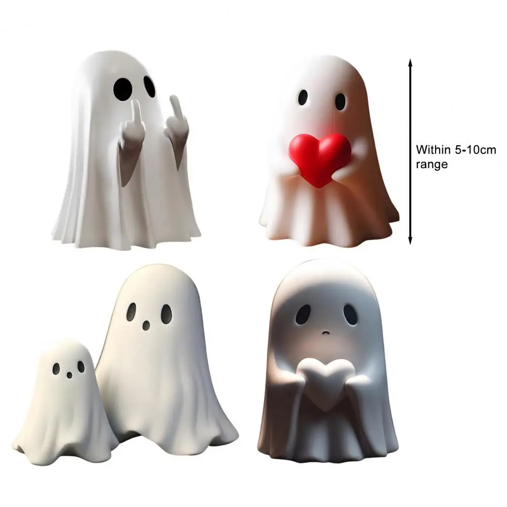 Ornament Crafts Miniature Figurines Resin Ornaments Miniature Ornament Resin Crafts Ghost Ornament Creative Funny Halloween Ghost Figurine Heart Middle Finger Resin Statue Sculpture Home Office Desktop Decoration Ornament