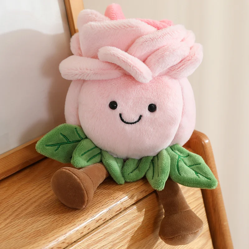 New Plant Series Rose Flower Plush Toys Soft Cartoon Pink Blue White Dolls Home Decor Cute Baby Valentine's Day Gift For Girls